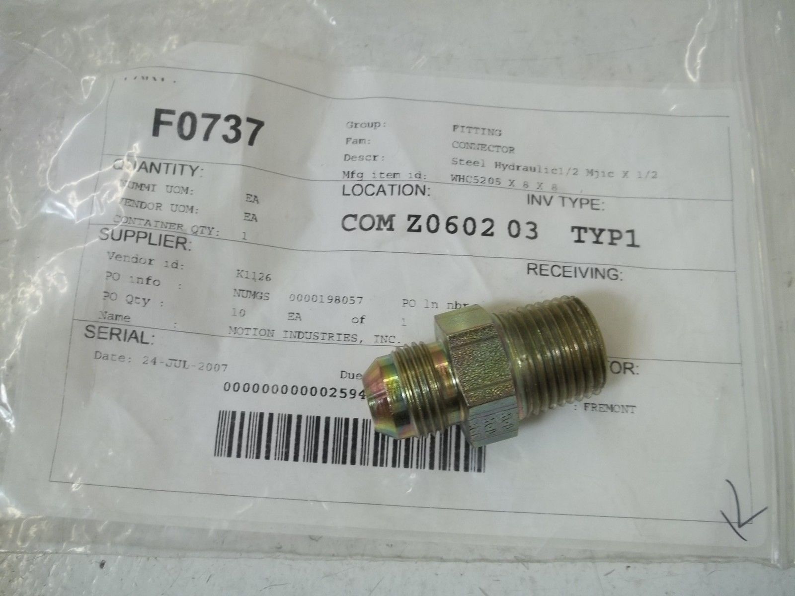 WHC5205 X 8 X 8 STEEL HYDRAULICS 1/2" MJIC X 1/2" NSNP