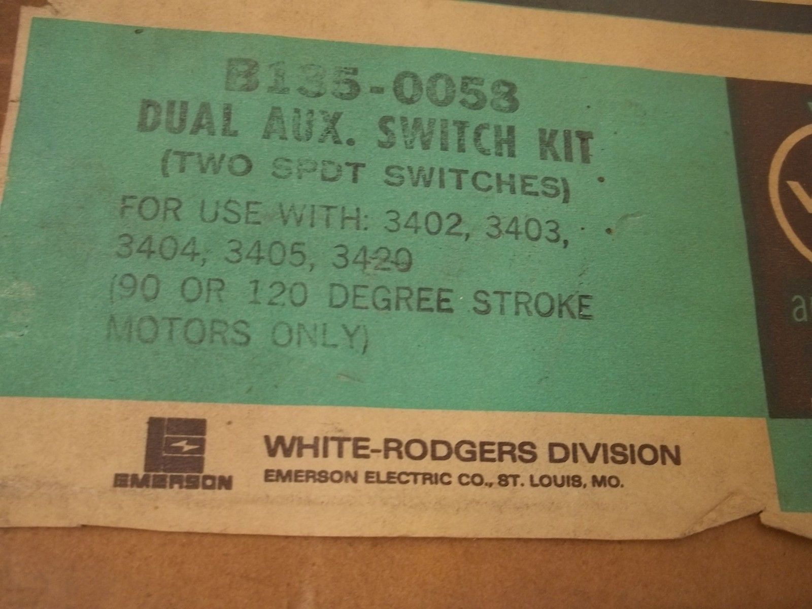 WHITE-RODGERS B135-0058 DUAL AUX. SWITCH KIT NSMP