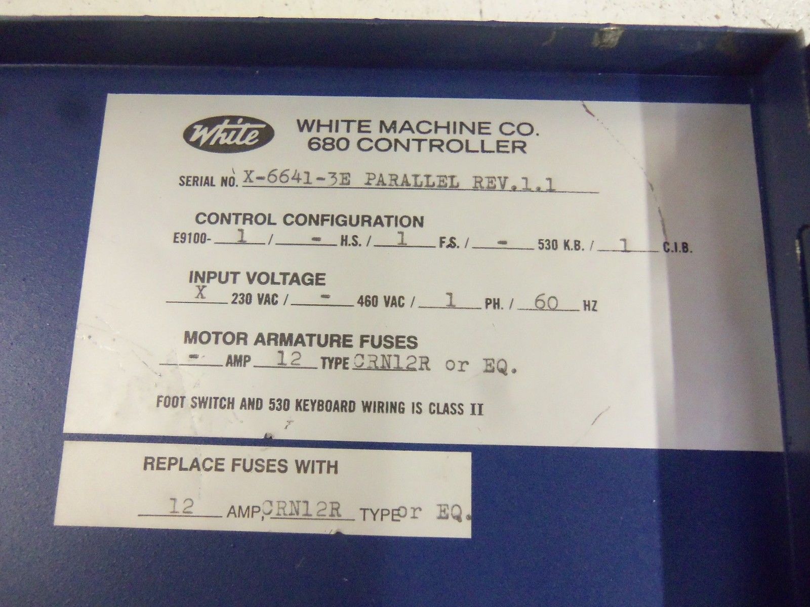 WHITE 680 MOTOR ARMTURE FUSES 12 AMP CONTROLLER UNMP
