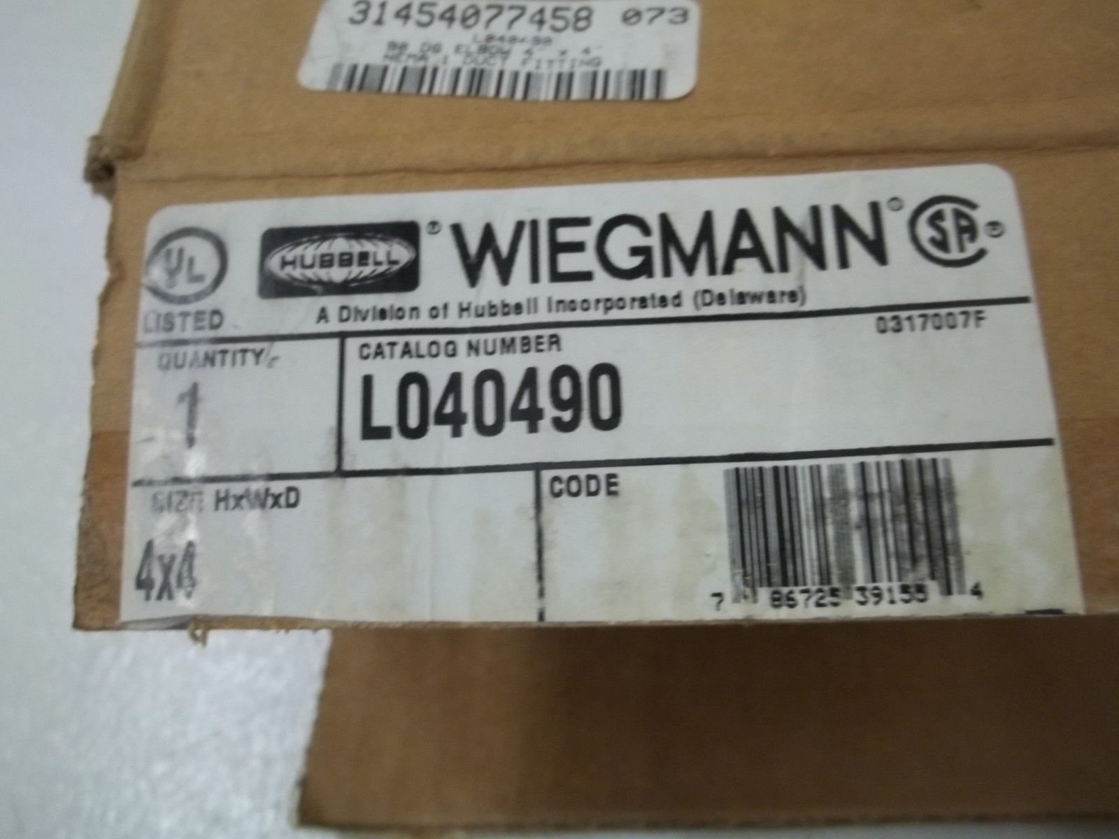 WIEGMANN L040490 90 DEGREE ELBOW 4X4 NSMP