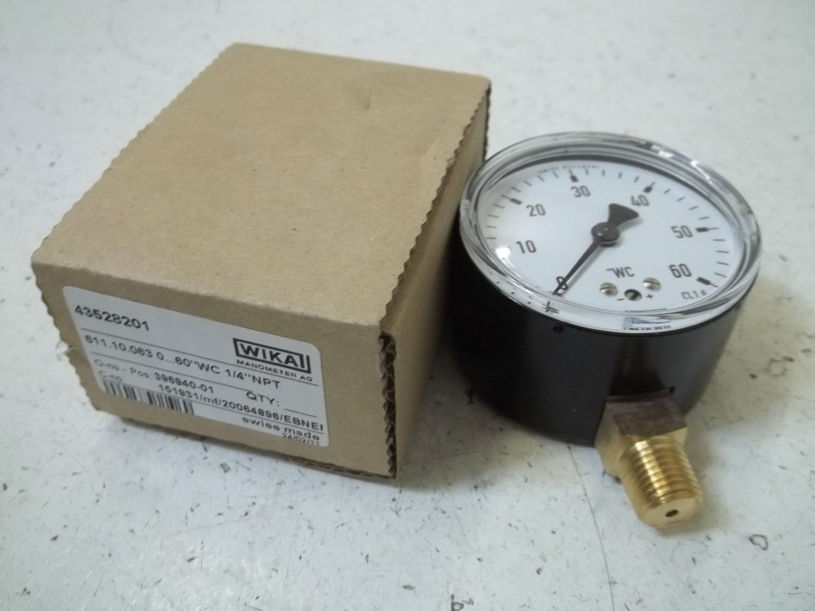 WIKA 43528201 GAUGE 1/4" NPT 0-60 PSI NSMP