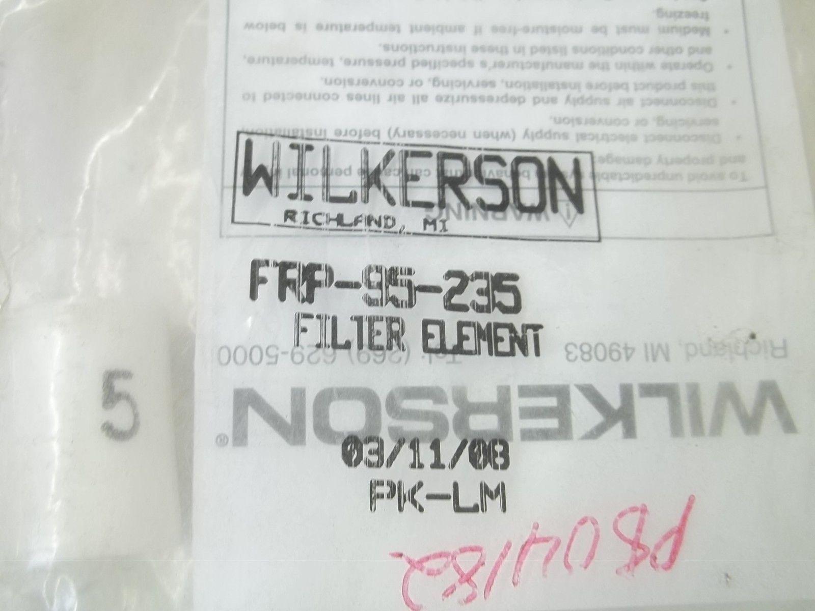 WILKERSON FRP-95-235 FILTER ELEMENT NSMP