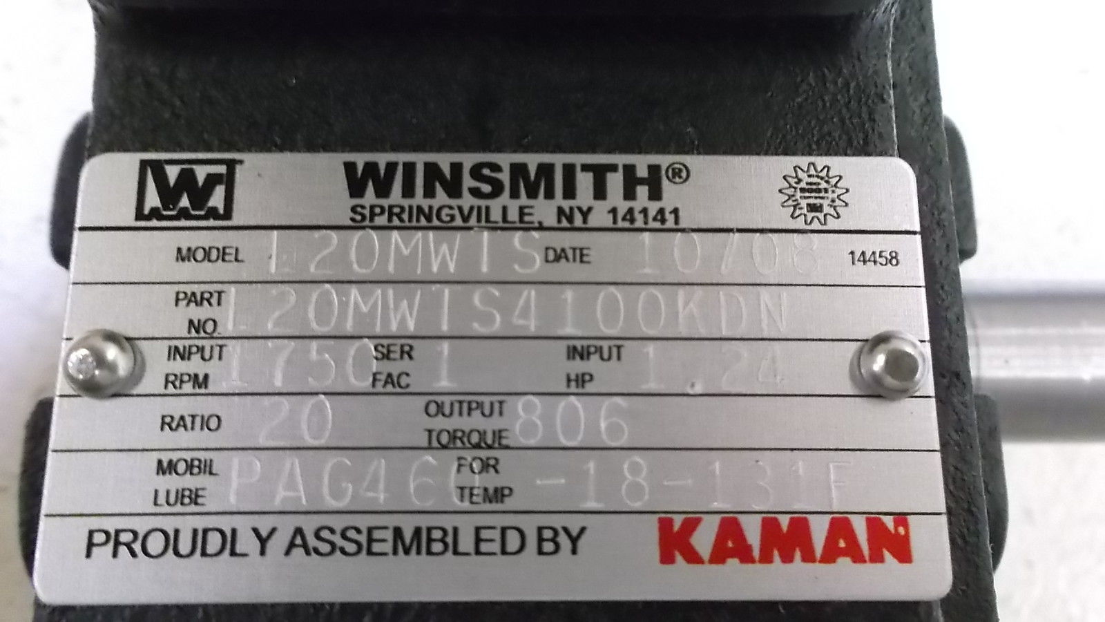 WINSMITH E20MWTS GEARBOX NSMP