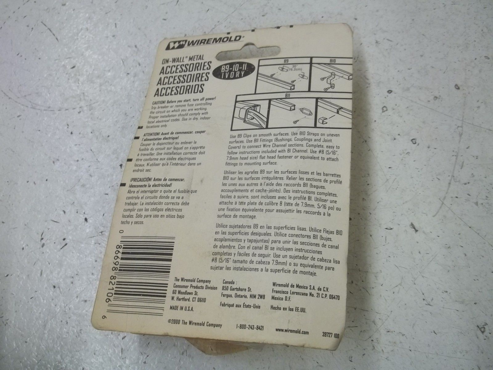 WIREMOLD B9-10-11 ON-WALL METAL (IVORY) (AS PICTURED)NSMP