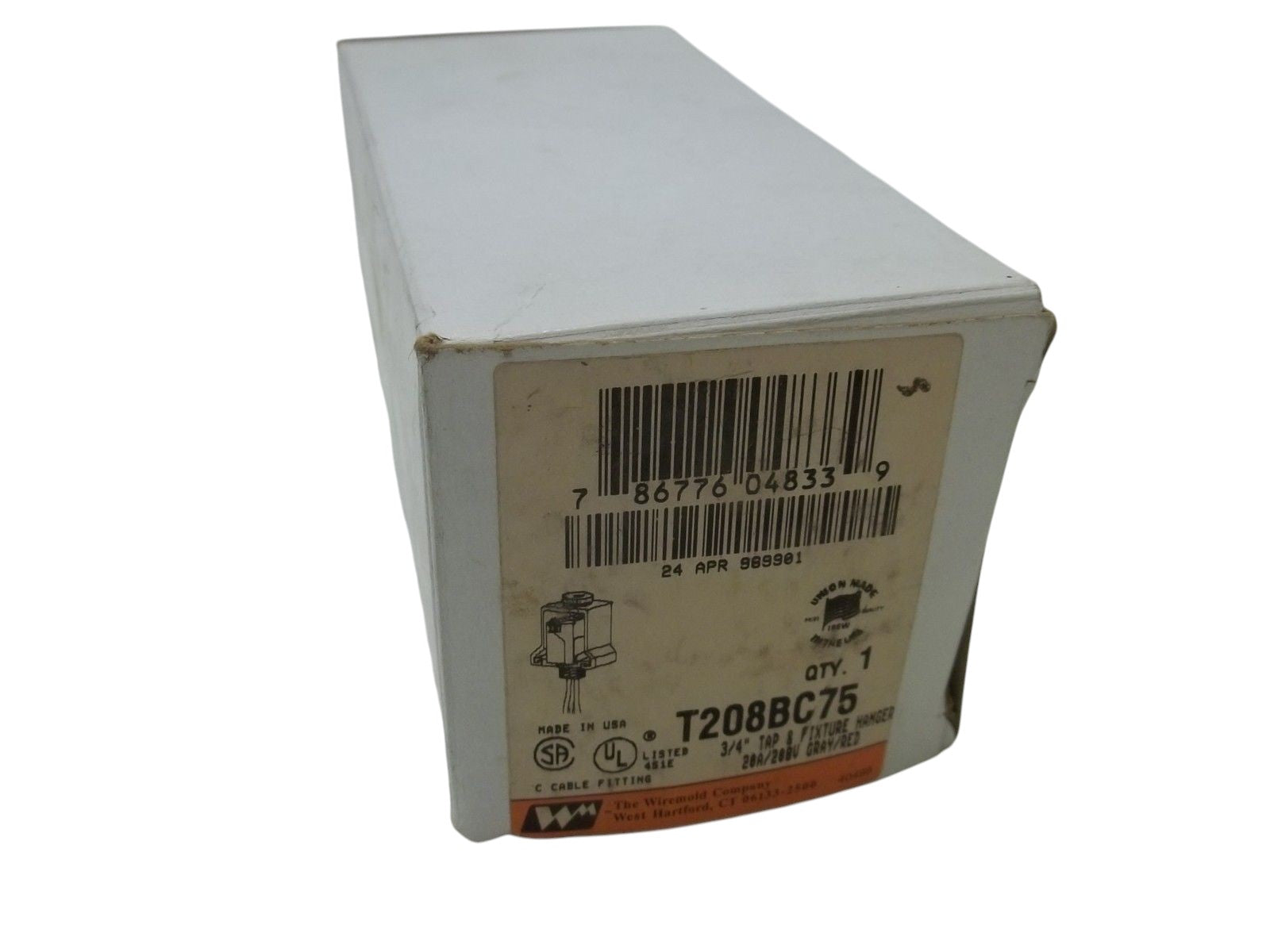 WIREMOLD T208BC75 3/4" TAP & FIXTURE HANGER 20A/208V GRAY/REDNSMP