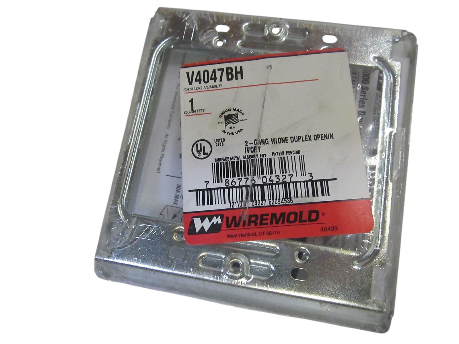 WIREMOLD V4047BH WALL PLATE 2-GANG ONE DUPLEX IVORY NSMP