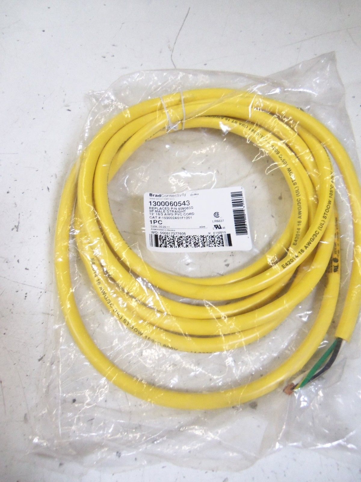 DANIEL WOODHEAD 103002A01F1201 1300060543 QUICK CONNECT CABLE 40906SS *NEW IN FACTORY BAG*