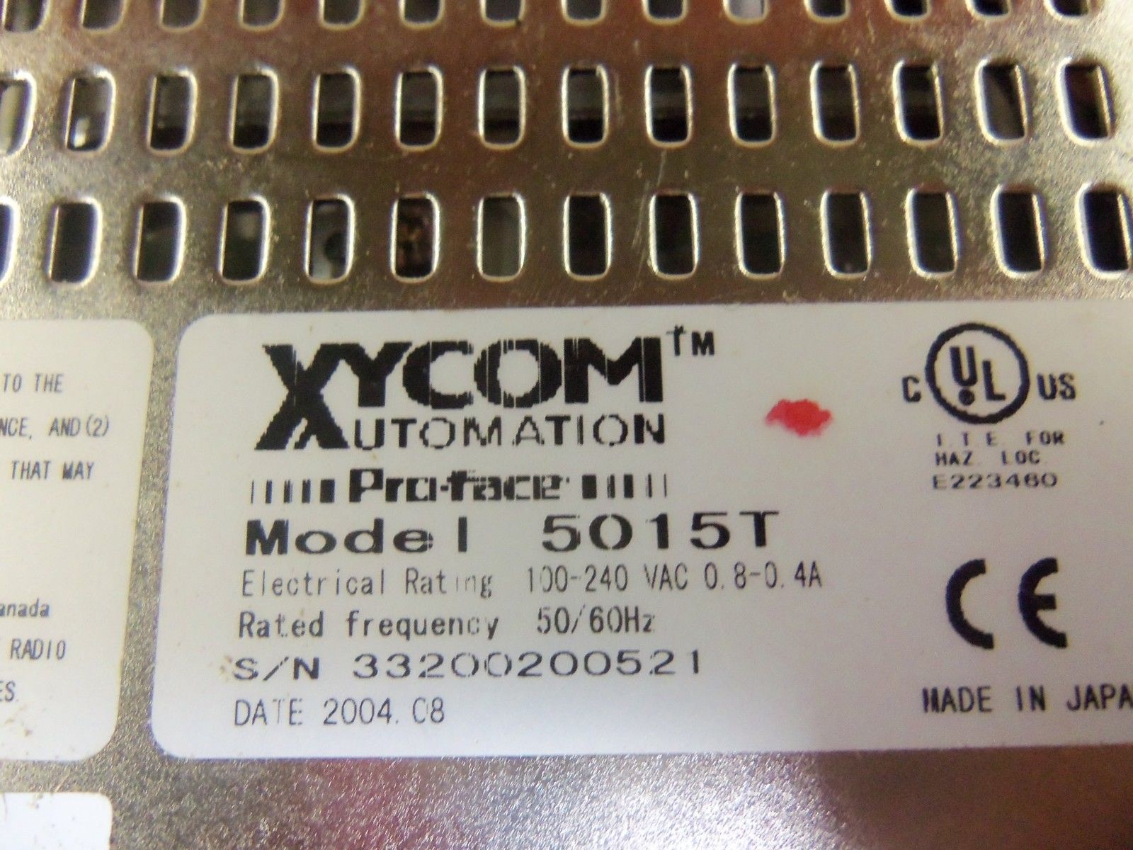 XYCOM AUTOMATION 5015T 15" UNMP