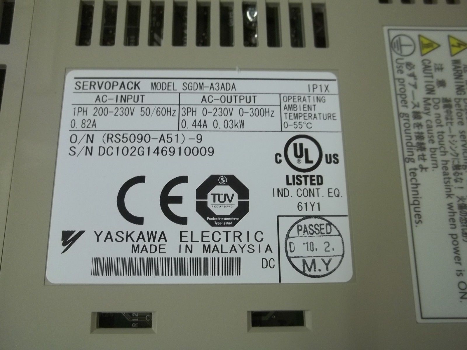YASKAWA SGDM-A3ADA SERVOPACK 200V UNMP