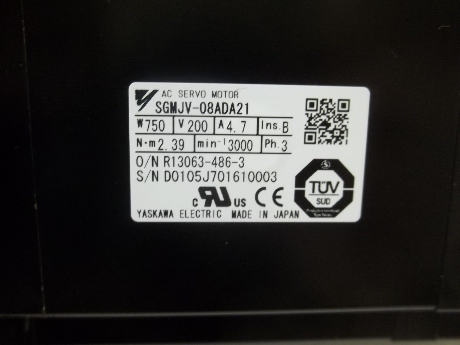 YASKAWA SGMJV-08ADA21 AC SERVO MOTOR NSMP