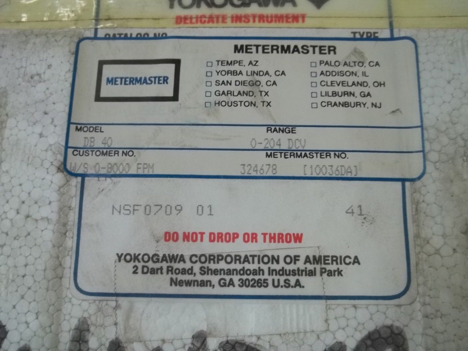 YOKOGAWA 103111FAZZ7 METER 0-8000 NSMP