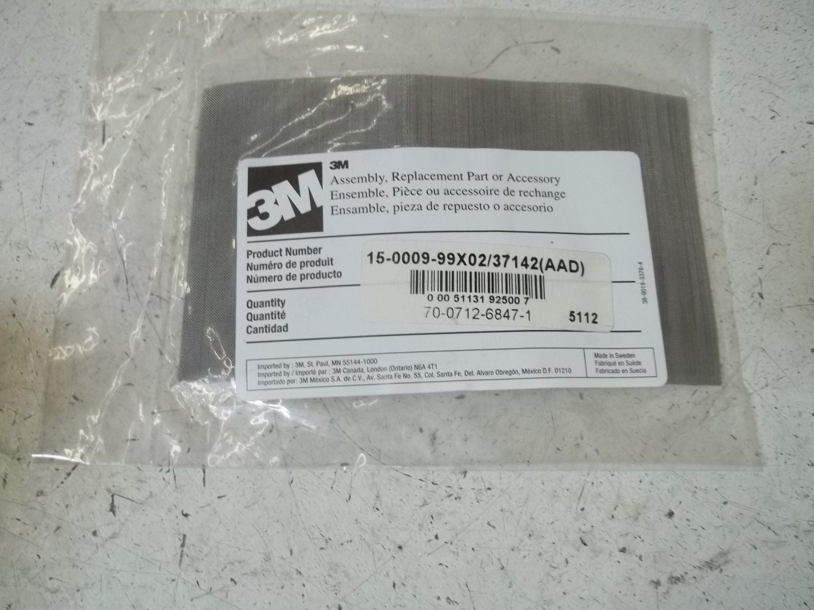 3M 15-0009-99X02/37142(AAD) ASSEMBLY REPLACEMENT PART *NEW IN A BAG*