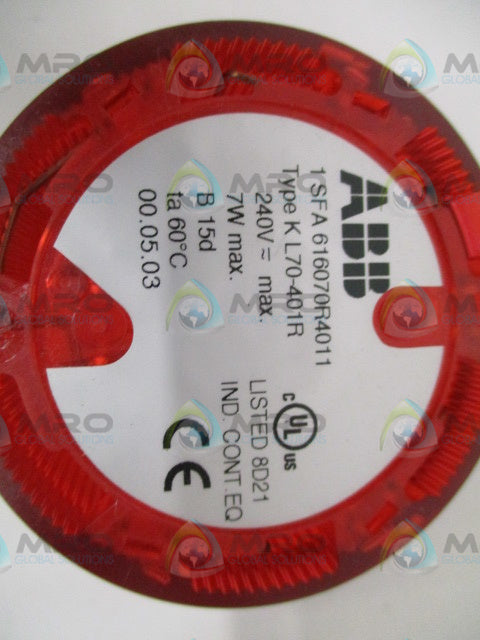 ABB 1SFA616070R4011 KL70-401R STACK RED LIGHT ELEMENT *NEW IN BOX*