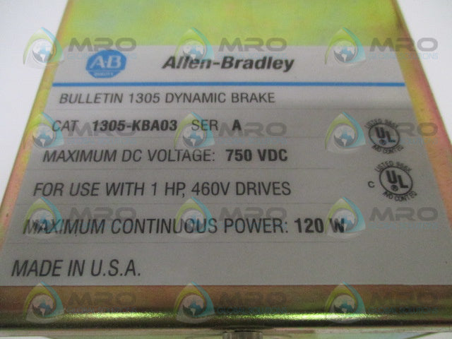 ALLEN BRADLEY 1305-KBA03 SER. A DYNAMIC BRAKE 750VDC 120W  *NEW IN BOX*