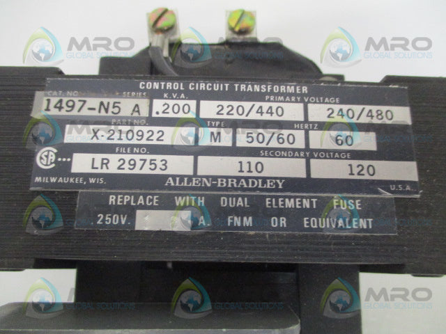 ALLEN BRADLEY 1497-N5 SER. A TRANSFORMER 220/440/240/480 *NEW NO BOX*