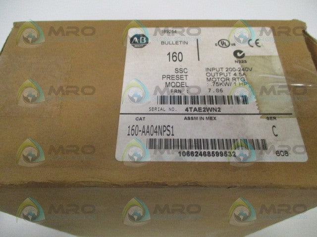 ALLEN BRADLEY 160-AA04NPS1 SER. C F/W 7.06 SPEED CONTROLLER *NEW IN BOX*