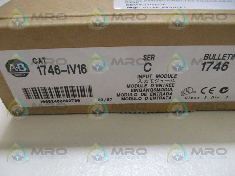 ALLEN BRADLEY SLC 500 1746-IV16 SER. C INPUT MODULE *NEW IN BOX*