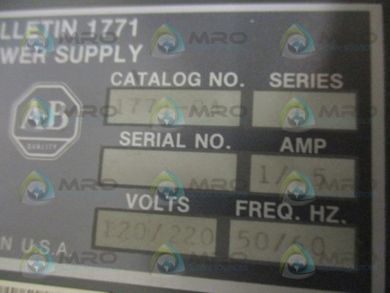 ALLEN BRADLEY 1771-PA SER. B POWER SUPPLY *USED*