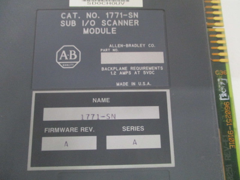 ALLEN BRADLEY 1771-SN SER. A F/W A SUB I/O SCANNER MODULE *USED*