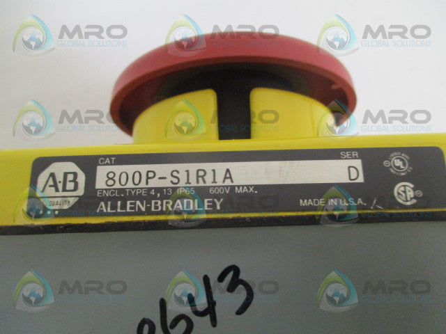 ALLEN BRADLEY 800P-S1R1A SER.D PALM OPERATED PUSHBUTTON *USED*