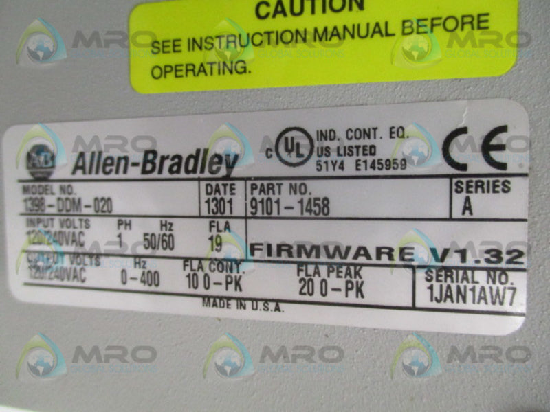 ALLEN BRADLEY ULTRA 200 1398-DDM-020 SER. A F/W 1.32 SERVO DRIVE *NEW NO BOX*