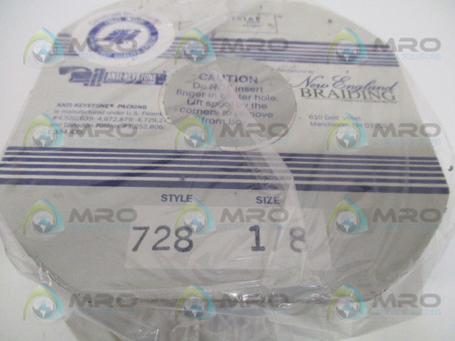 ANTI-KEYSTONE 728 BRAIDED GRAPHITE PACKING SIZE: 1/8" LBS: 1.00 *NEW IN BOX*