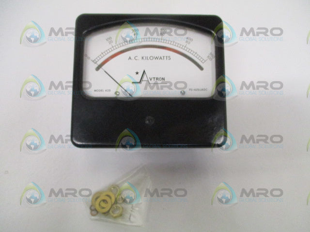 AVTRON 420 FS=625UADC PANEL METER 0-500/0-100 AC KILOWATTS *NEW NO BOX*