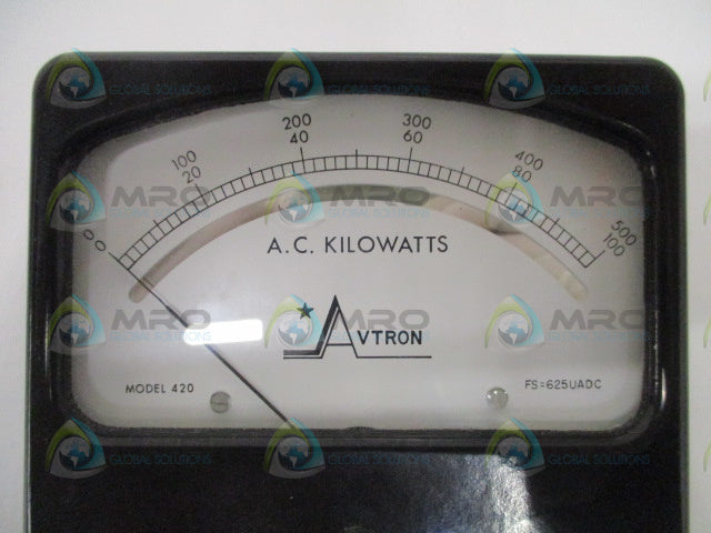 AVTRON 420 FS=625UADC PANEL METER 0-500/0-100 AC KILOWATTS *NEW NO BOX*