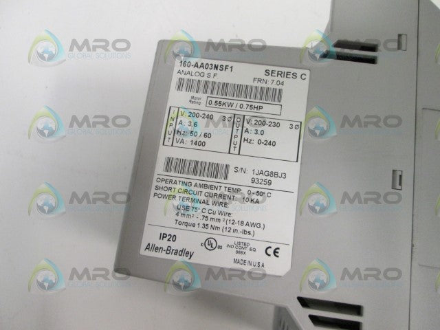 Allen Bradley 160AA03NSF1 NSNP **GENUINE** AB 160 AA03NSF1