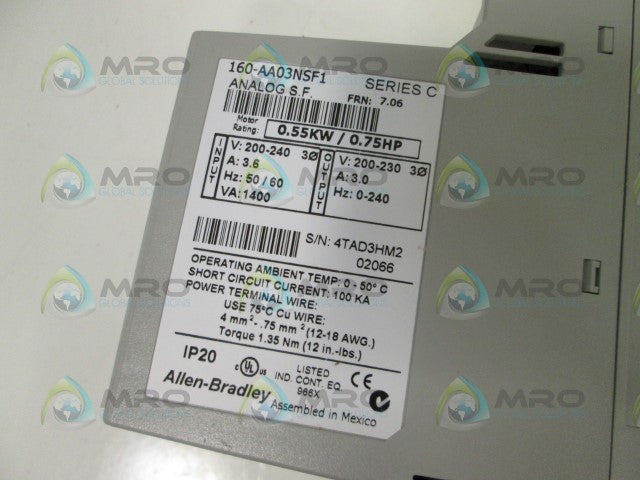 Allen Bradley 160AA03NSF1 NSFP **GENUINE** AB 160 AA03NSF1
