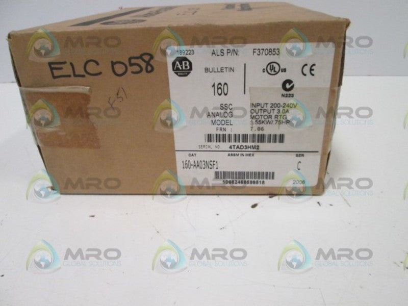 Allen Bradley 160AA03NSF1 NSFP * GENUINE * AB 160 AA03NSF1