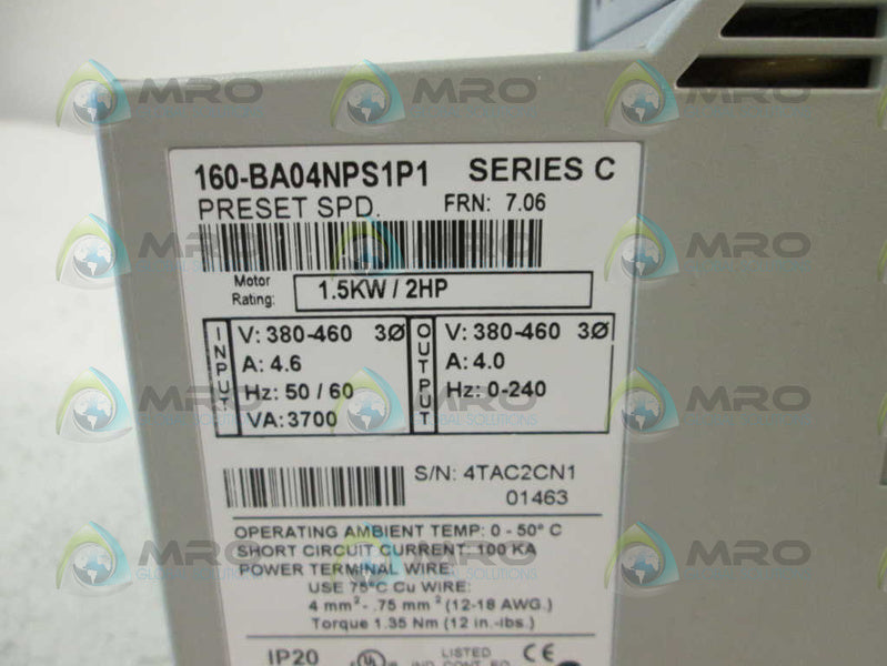 Allen Bradley 160BA04NPS1P1 NSFP * GENUINE * AB 160 BA04NPS1P1