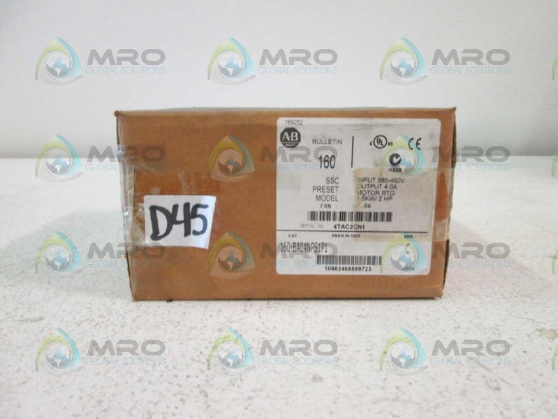 Allen Bradley 160BA04NPS1P1 NSFP * GENUINE * AB 160 BA04NPS1P1