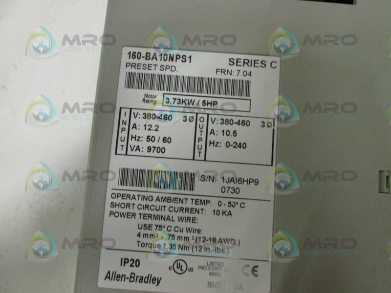 Allen Bradley 160BA10NPS1 NSFP * GENUINE * AB 160 BA10NPS1