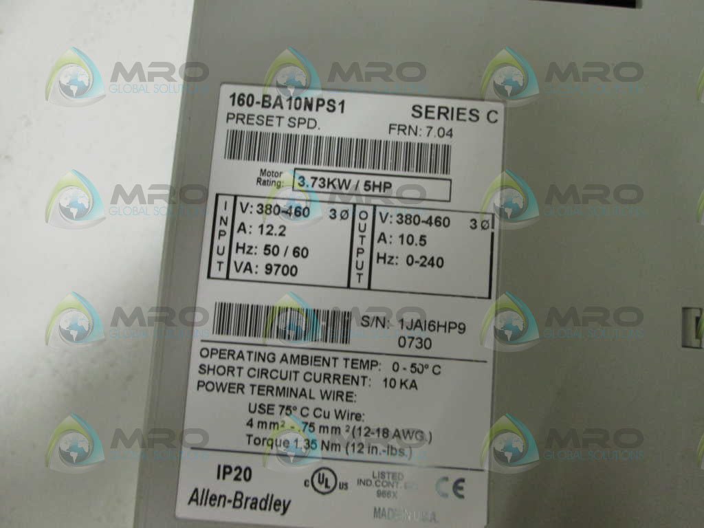 Allen Bradley 160BA10NPS1 NSFP **GENUINE** AB 160 BA10NPS1