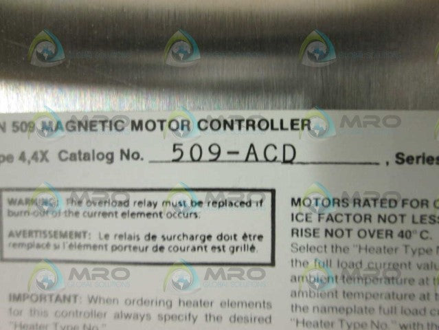 Allen Bradley 509ACD SER.B NSFP **GENUINE** AB 509 ACD
