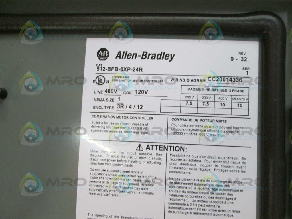 Allen Bradley 512BFB6XP24R NSNP **GENUINE** AB 512 BFB 6XP 24R