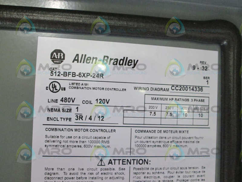 Allen Bradley 512BFB6XP24R NSFP * GENUINE * AB 512 BFB 6XP 24R