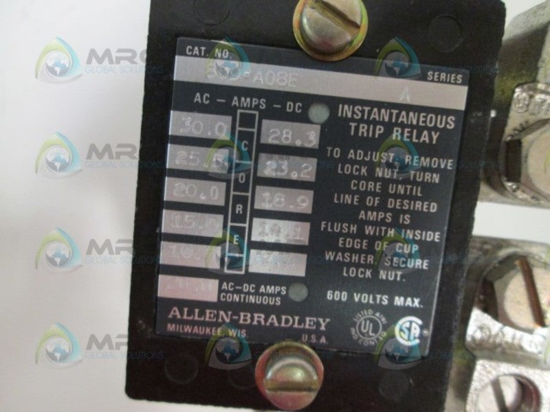 Allen Bradley 809A08E Instantaneous Trip Current Relay NSFP ** GENUINE ** AB 809 A08E