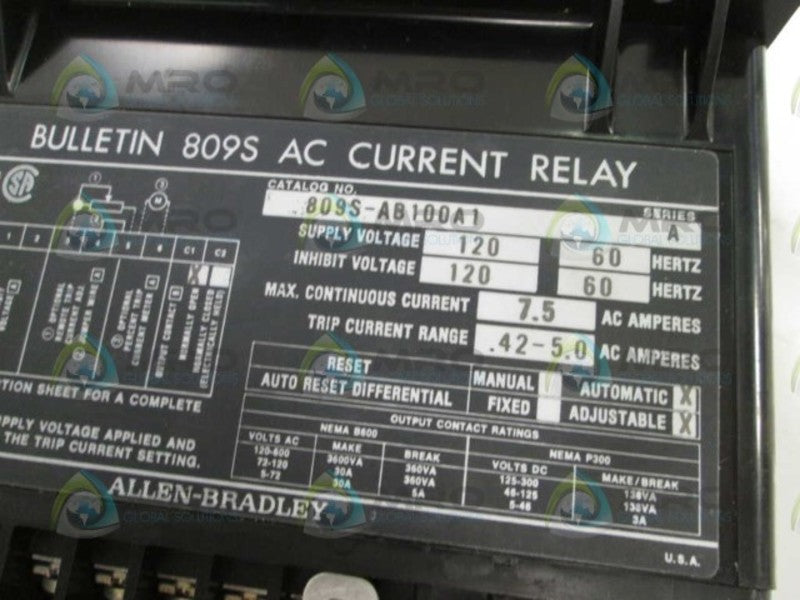 Allen Bradley 809SAB100A1 NSNP * GENUINE * AB 809S AB100A1