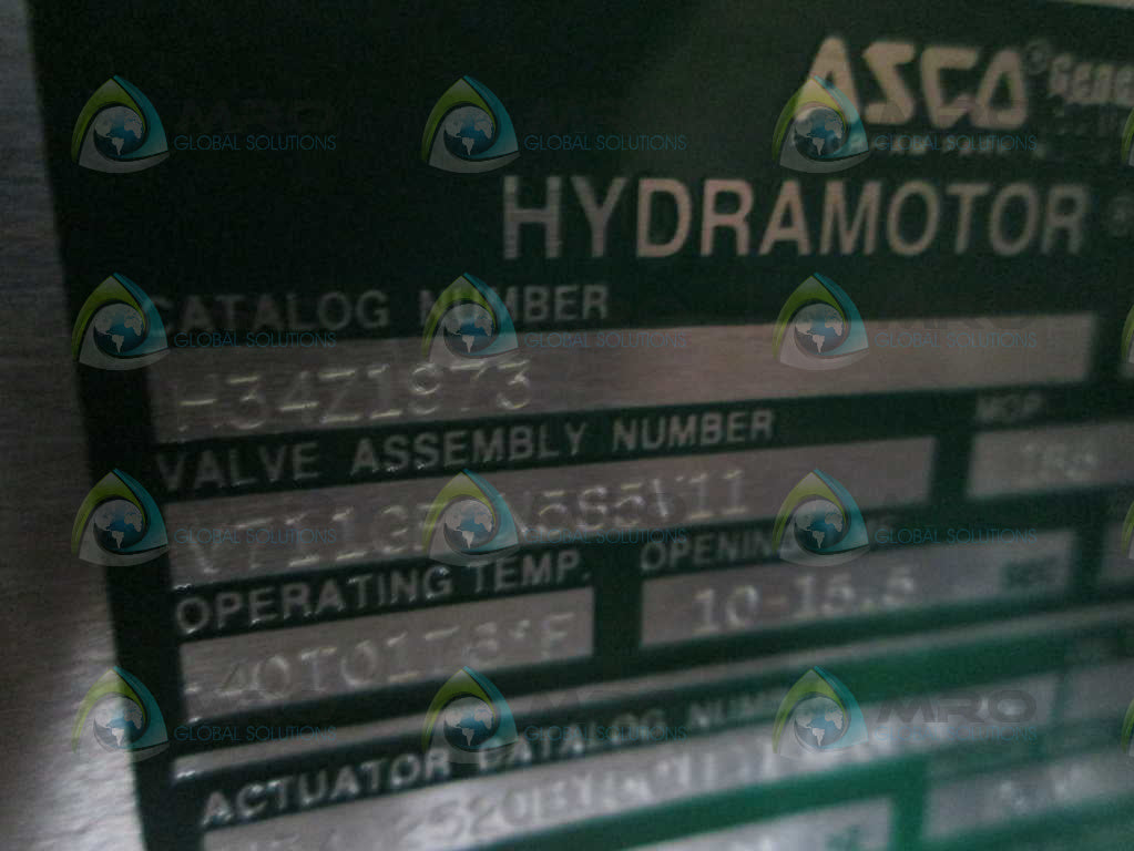 Asco H34Z1973 Hydramotor Valve NSFP ** GENUINE ** 120VAC