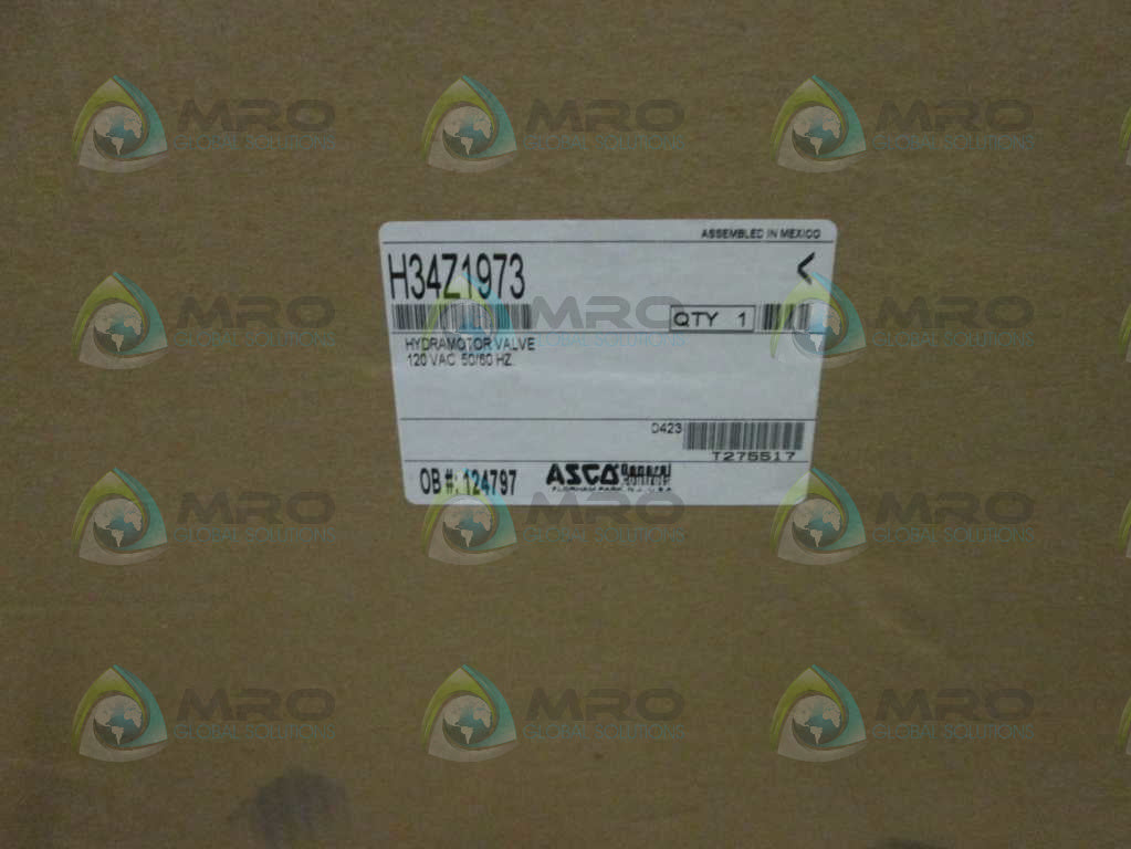 Asco H34Z1973 Hydramotor Valve NSFP ** GENUINE ** 120VAC
