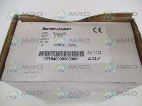 BARBER-COLMAN 7HI400003000 PROCESS CONTROL EQUIPMENT *NEW IN BOX*