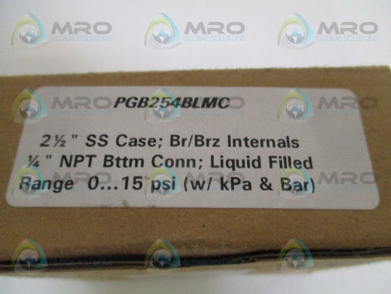 INDUSTRIAL MRO PGB254BLMC PRESSURE GAUGE 0-15 PSI *NEW IN BOX*
