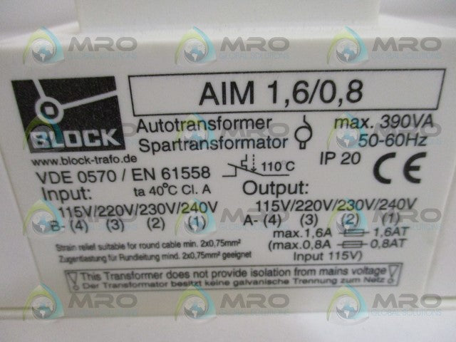 BLOCK AIM1,6/0,8 AUTOTRANSFORMER *NEW IN BOX*
