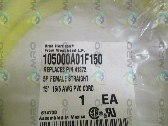 DANIEL WOODHEAD 41372 105000A01F150 CORDSET *NEW IN FACTORY BAG*