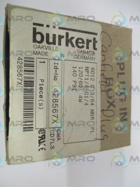 BURKERT 428567X 6012C3/64 PNEUMATIC FLOW SENSOR *NEW IN BOX*