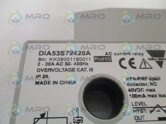 CARLO GAVAZZI DIA53S72420A AC CURRENT RELAY *NEW IN BOX*