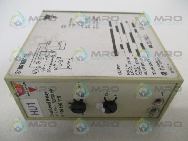 CARLO GAVAZZI S196166115 DUAL LEVEL RELAY 115V *USED*