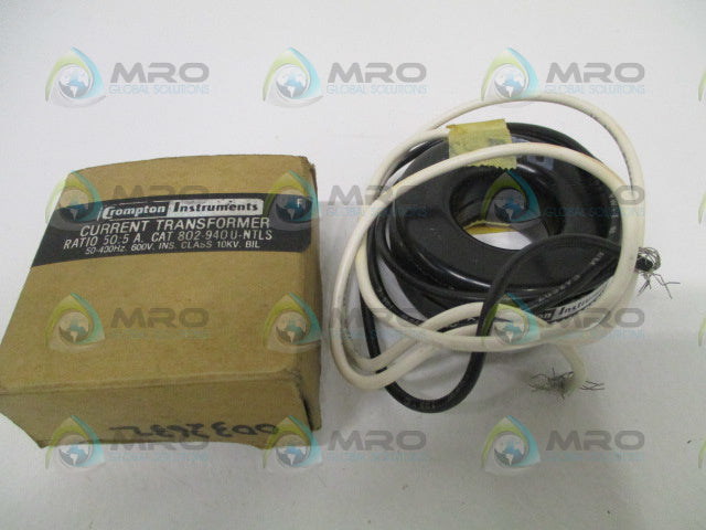 CROMPTON 802-940U-NTLS CURRENT TRANSFORMER RATIO 50:5 A. *NEW IN BOX*